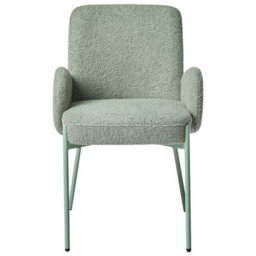 Wyld And Coco Novaliving Dining Chair In Light Green Boucle With Powder-Coated Iron Frame - Retro - thumbnail 1