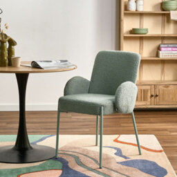 Wyld And Coco Novaliving Dining Chair In Light Green Boucle With Powder-Coated Iron Frame - Retro - thumbnail 2