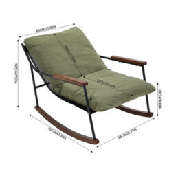 Living And Home Retro Rocking Chair With Green Corduroy Cushion And Wooden Armrests, 68Cm (W) X 110Cm (D) X 75Cm (H) - thumbnail 6