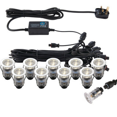 Ip67 Decking Plinth Light Kit 10X 25mm Colour Changing White Lamps Outdoor Rated - image 1