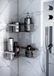Cosmic Corner Shower Caddy, Shower Basket, 20Cm, Chrome, Wall Mounted, Screws Included, Architect Collection - thumbnail 3