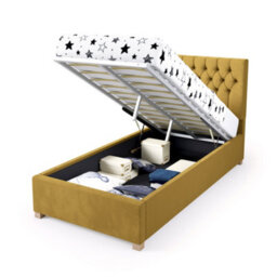 Rest Relax Mia Solo Ottoman Bed Plush Velvet Ochre - Single 3Ft - thumbnail 6