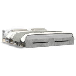 Berkfield Bed Frame With Drawers Without Mattress Concrete Grey 180X200 Cm Super King - thumbnail 2