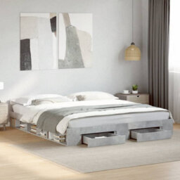 Berkfield Bed Frame With Drawers Without Mattress Concrete Grey 180X200 Cm Super King - thumbnail 1
