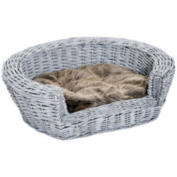 Pawhut Elevated Dog Cat Sofa Pet Basket Bed Wicker Willow Rattan W/cushion - thumbnail 2