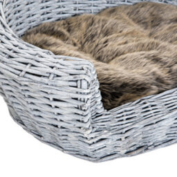 Pawhut Elevated Dog Cat Sofa Pet Basket Bed Wicker Willow Rattan W/cushion - thumbnail 8