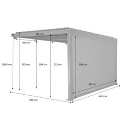 Sweeek - Lean To Pergola With Louvered Roof Aluminium 4 X 3M Palace With Blind 4M Anthracite - thumbnail 5