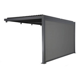 Sweeek - Lean To Pergola With Louvered Roof Aluminium 4 X 3M Palace With Blind 4M Anthracite - thumbnail 2