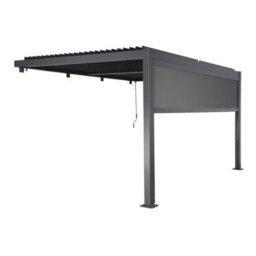 Sweeek - Lean To Pergola With Louvered Roof Aluminium 4 X 3M Palace With Blind 4M Anthracite - thumbnail 4