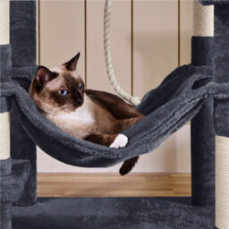 Yaheetech Dark Grey 150Cm Multilevel Cat Tower Large Cat Tree With Condo & Plush Perch & Scratching Post - thumbnail 9