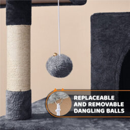 Yaheetech Dark Grey 150Cm Multilevel Cat Tower Large Cat Tree With Condo & Plush Perch & Scratching Post - thumbnail 7