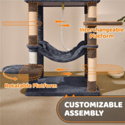 Yaheetech Dark Grey 150Cm Multilevel Cat Tower Large Cat Tree With Condo & Plush Perch & Scratching Post - thumbnail 6
