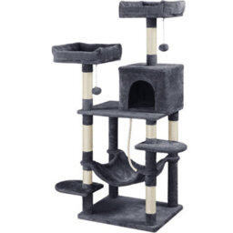 Yaheetech Dark Grey 150Cm Multilevel Cat Tower Large Cat Tree With Condo & Plush Perch & Scratching Post - thumbnail 2