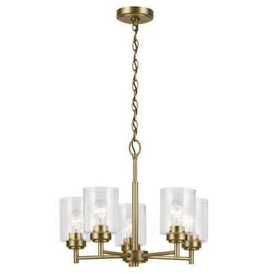 Luminosa Lighting Elstead Kichler Winslow Multi Arm Pendant Ceiling Light Classic Natural Brass 5X E27 - image 1