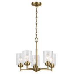 Luminosa Lighting Elstead Kichler Winslow Multi Arm Pendant Ceiling Light Classic Natural Brass 5X E27 - thumbnail 1
