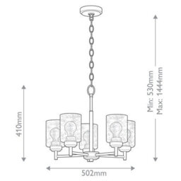 Luminosa Lighting Elstead Kichler Winslow Multi Arm Pendant Ceiling Light Classic Natural Brass 5X E27 - thumbnail 3