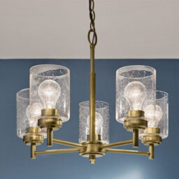 Luminosa Lighting Elstead Kichler Winslow Multi Arm Pendant Ceiling Light Classic Natural Brass 5X E27 - thumbnail 4