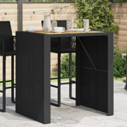 Berkfield Garden Bar Table With Acacia Wood Top Black 105X80X110 Cm Poly Rattan
