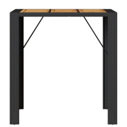 Berkfield Garden Bar Table With Acacia Wood Top Black 105X80X110 Cm Poly Rattan - thumbnail 5