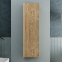 Aveli 1200mm Wall Hung Tall Bathroom Storage Cabinet Cupboard Wood Effect Fluted
