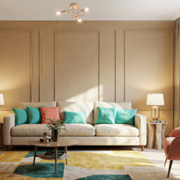 Happy Homewares Modern Champagne Gold Ceiling Light Fitting With Twisting Arms And Cage Shades - thumbnail 7