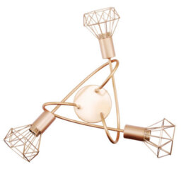Happy Homewares Modern Champagne Gold Ceiling Light Fitting With Twisting Arms And Cage Shades - thumbnail 3