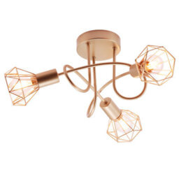 Happy Homewares Modern Champagne Gold Ceiling Light Fitting With Twisting Arms And Cage Shades - thumbnail 2