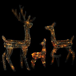Berkfield Colourful Acrylic Reindeer Family Christmas Decoration 300 Led Colourful
