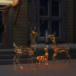 Berkfield Colourful Acrylic Reindeer Family Christmas Decoration 300 Led Colourful - thumbnail 3