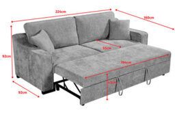 Convertible Grey 3 Seater Sofa Bed For Living Room Nathan - Plush Woven  Chenille - Room Delivery - thumbnail 6