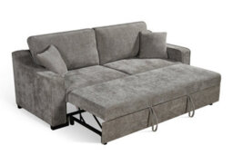 Convertible Grey 3 Seater Sofa Bed For Living Room Nathan - Plush Woven  Chenille - Room Delivery - thumbnail 2