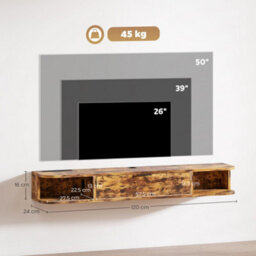 Wyld Haus Avamoro 120Cm Rustic Brown Floating Tv Unit - For Screens Up To 50 Inches - thumbnail 3