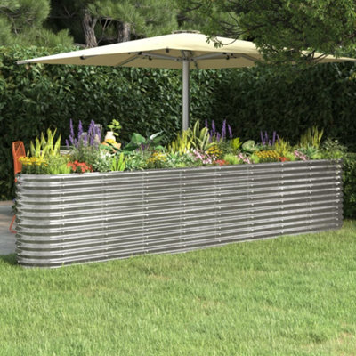 Berkfield Garden Planter Powder-Coated Steel 332X40X68 Cm Silver - image 1