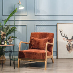 Nordlys Solid Wood And Terracotta Fabric Lounge Chair Countryside Style Living Room - thumbnail 5