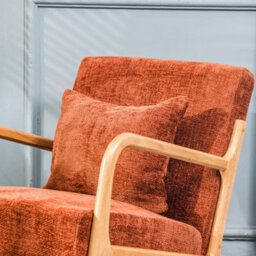 Nordlys Solid Wood And Terracotta Fabric Lounge Chair Countryside Style Living Room - thumbnail 4