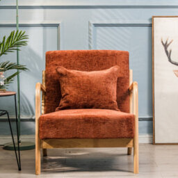 Nordlys Solid Wood And Terracotta Fabric Lounge Chair Countryside Style Living Room - thumbnail 8