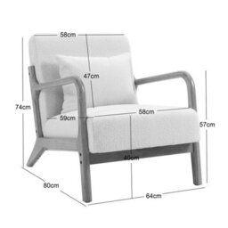 Nordlys Solid Wood And Terracotta Fabric Lounge Chair Countryside Style Living Room - thumbnail 6