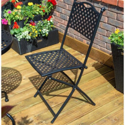 Cheshire 2 Seater Deluxe Havana Lattice Bistro Set - Black - thumbnail 2
