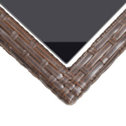 Vidaxl Garden Table Brown 110X53X72 Cm Glass And Poly Rattan - thumbnail 5