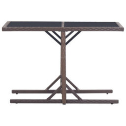 Vidaxl Garden Table Brown 110X53X72 Cm Glass And Poly Rattan - thumbnail 2