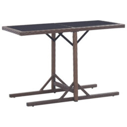 Vidaxl Garden Table Brown 110X53X72 Cm Glass And Poly Rattan