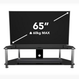"Avf Classic 1.4M Glass Corner Tv Stand With Cable Management For Tvs Up To 65"" - Black & Chrome" - thumbnail 2