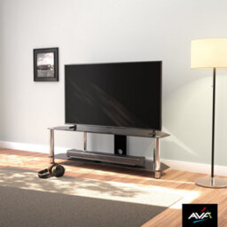 "Avf Classic 1.4M Glass Corner Tv Stand With Cable Management For Tvs Up To 65"" - Black & Chrome" - thumbnail 3