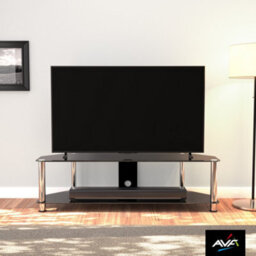 "Avf Classic 1.4M Glass Corner Tv Stand With Cable Management For Tvs Up To 65"" - Black & Chrome" - thumbnail 4