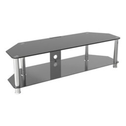 "Avf Classic 1.4M Glass Corner Tv Stand With Cable Management For Tvs Up To 65"" - Black & Chrome"