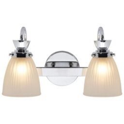 Long Life Lamps Company Modern Double Bathroom Wall Light Chrome Ip44 Frosted Glass H3083 With G9 Led 5W Warm White - thumbnail 5
