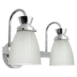Long Life Lamps Company Modern Double Bathroom Wall Light Chrome Ip44 Frosted Glass H3083 With G9 Led 5W Warm White