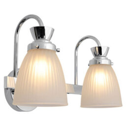 Long Life Lamps Company Modern Double Bathroom Wall Light Chrome Ip44 Frosted Glass H3083 With G9 Led 5W Warm White - thumbnail 3