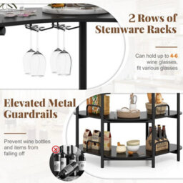 Corner Bar Table W/wine Glasses Holder Black Bar Unit For Liquor 3 Tier - thumbnail 4