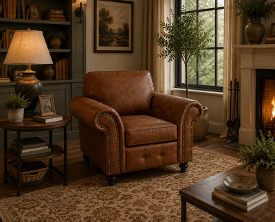 SC FURNITURE LIMITED Tan Brown Fabric Armchair Sofa Oldham - image 1